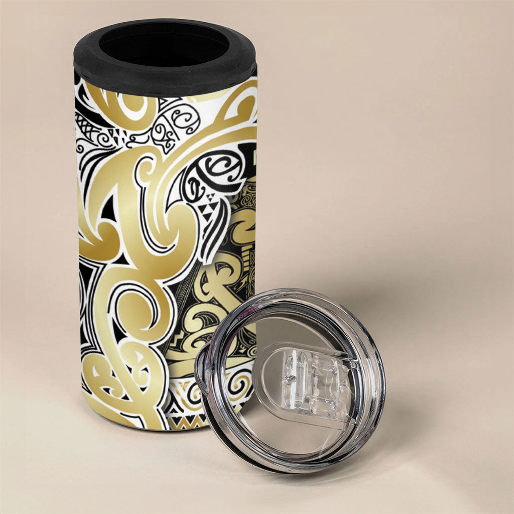 Aotearoa Iwi Ngati Whatua 4 in 1 Can Cooler Tumbler Maori Wharenui House Tribal Pattern