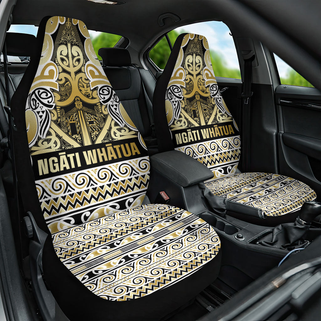 Aotearoa Iwi Ngati Whatua Car Seat Cover Maori Wharenui House Tribal Pattern LT9 One Size Gold - Polynesian Pride