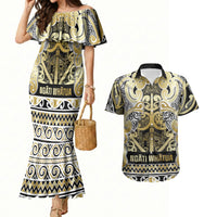 Aotearoa Iwi Ngati Whatua Couples Matching Mermaid Dress and Hawaiian Shirt Maori Wharenui House Tribal Pattern