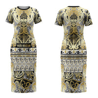 Aotearoa Iwi Ngati Whatua Couples Matching Short Sleeve Bodycon Dress and Hawaiian Shirt Maori Wharenui House Tribal Pattern