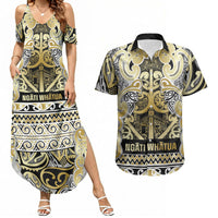 Aotearoa Iwi Ngati Whatua Couples Matching Summer Maxi Dress and Hawaiian Shirt Maori Wharenui House Tribal Pattern