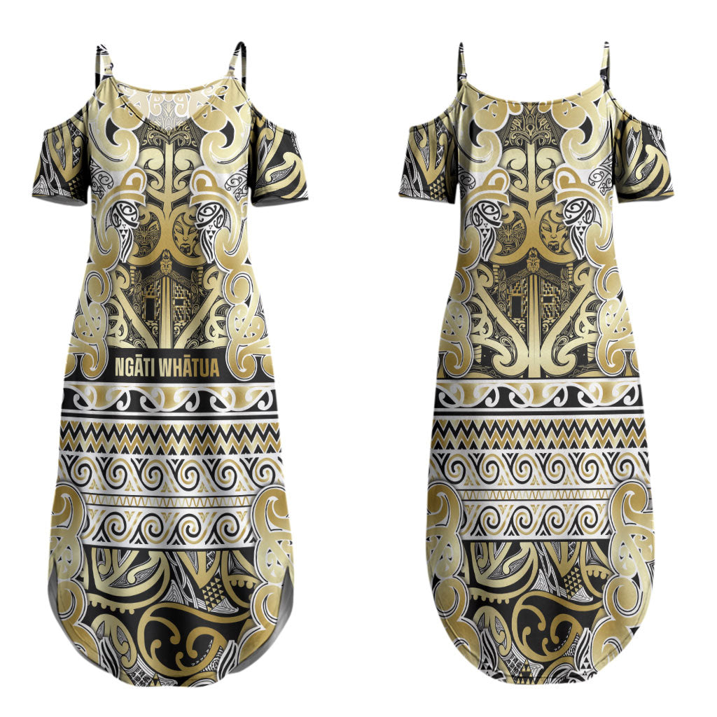 Aotearoa Iwi Ngati Whatua Couples Matching Summer Maxi Dress and Long Sleeve Button Shirt Maori Wharenui House Tribal Pattern
