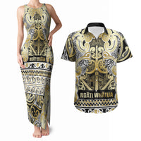 Aotearoa Iwi Ngati Whatua Couples Matching Tank Maxi Dress and Hawaiian Shirt Maori Wharenui House Tribal Pattern