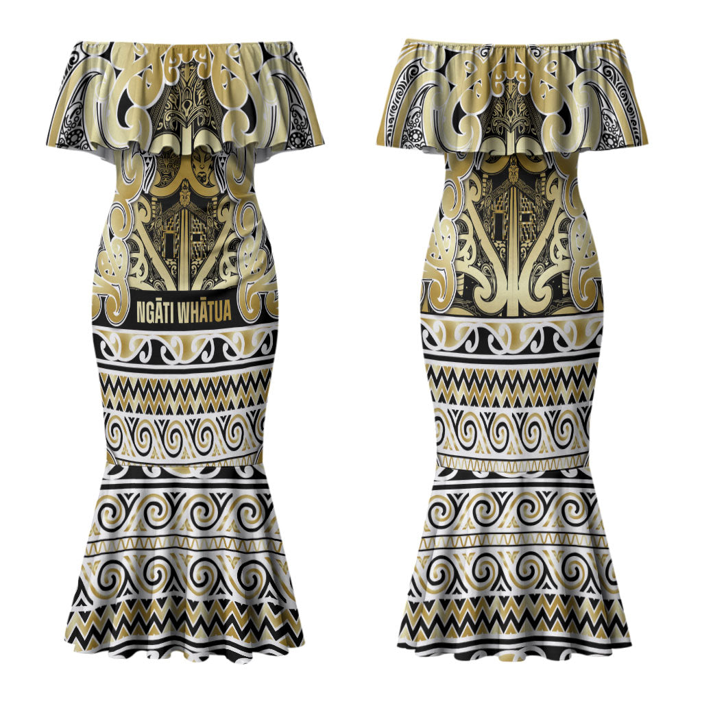 Aotearoa Iwi Ngati Whatua Family Matching Mermaid Dress and Hawaiian Shirt Maori Wharenui House Tribal Pattern