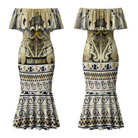 Aotearoa Iwi Ngati Whatua Family Matching Mermaid Dress and Hawaiian Shirt Maori Wharenui House Tribal Pattern