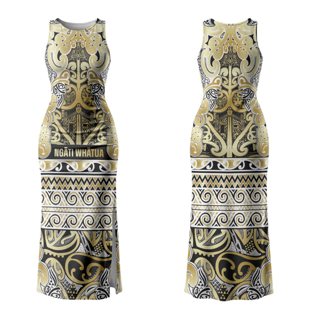 Aotearoa Iwi Ngati Whatua Family Matching Tank Maxi Dress and Hawaiian Shirt Maori Wharenui House Tribal Pattern