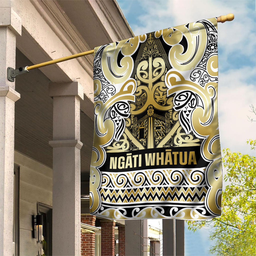 Aotearoa Iwi Ngati Whatua Garden Flag Maori Wharenui House Tribal Pattern LT9 House Flag Gold - Polynesian Pride