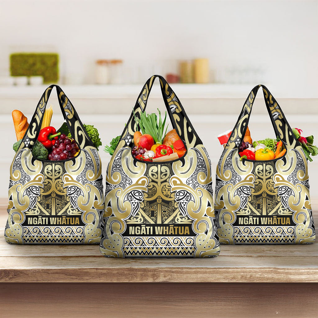 Aotearoa Iwi Ngati Whatua Grocery Bag Maori Wharenui House Tribal Pattern