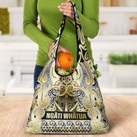 Aotearoa Iwi Ngati Whatua Grocery Bag Maori Wharenui House Tribal Pattern
