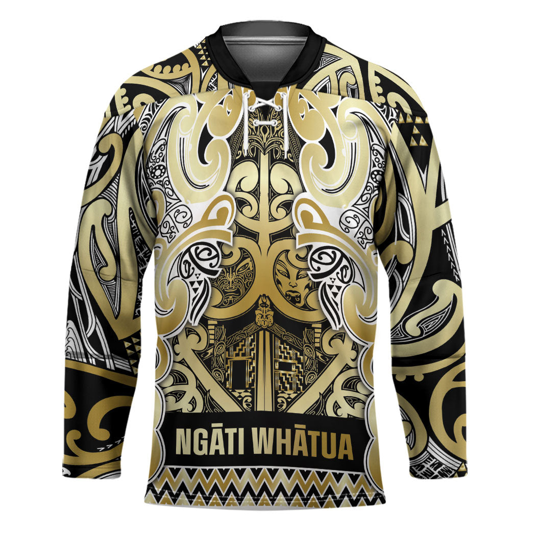Aotearoa Iwi Ngati Whatua Hockey Jersey Maori Wharenui House Tribal Pattern LT9 Unisex Gold - Polynesian Pride
