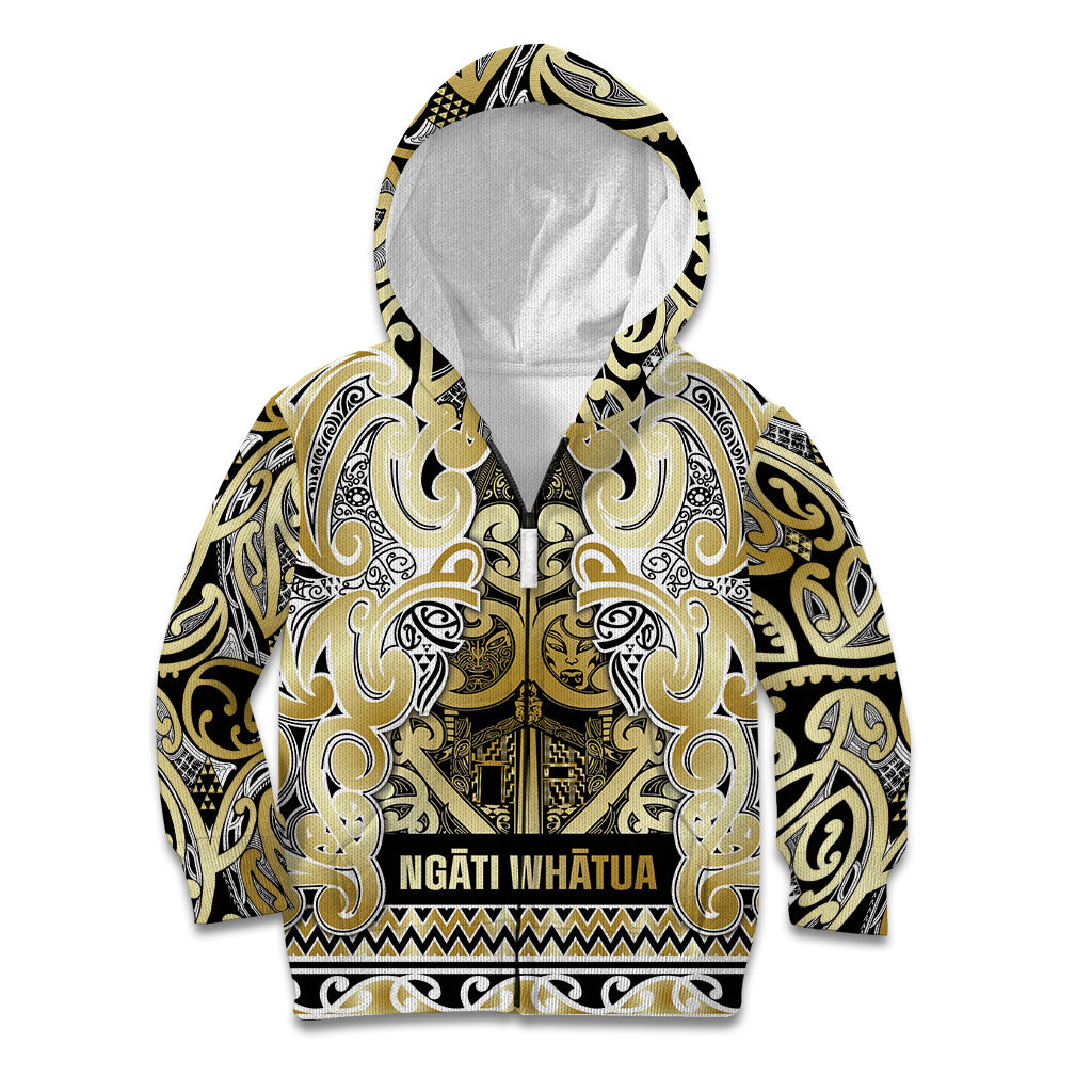 Aotearoa Iwi Ngati Whatua Kid Hoodie Maori Wharenui House Tribal Pattern