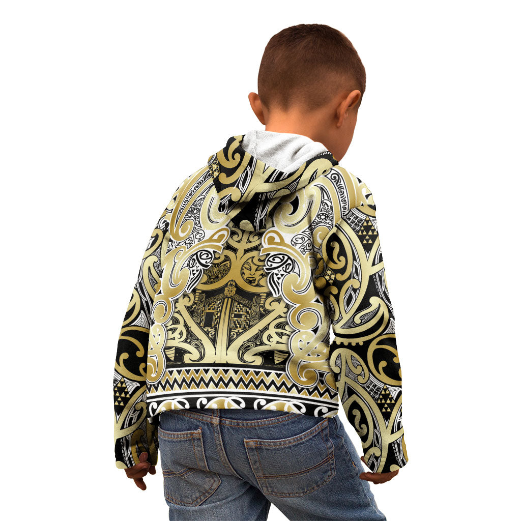 Aotearoa Iwi Ngati Whatua Kid Hoodie Maori Wharenui House Tribal Pattern