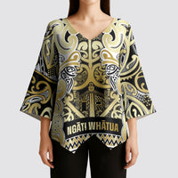 Aotearoa Iwi Ngati Whatua Kimono Sleeve Blouse Maori Wharenui House Tribal Pattern