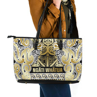 Aotearoa Iwi Ngati Whatua Leather Tote Bag Maori Wharenui House Tribal Pattern