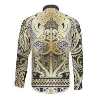 Aotearoa Iwi Ngati Whatua Long Sleeve Button Shirt Maori Wharenui House Tribal Pattern