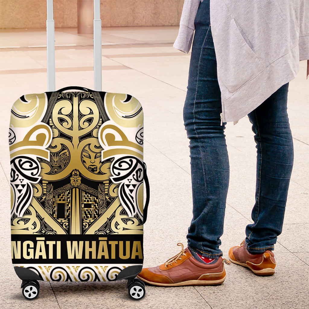 Aotearoa Iwi Ngati Whatua Luggage Cover Maori Wharenui House Tribal Pattern LT9 Gold - Polynesian Pride