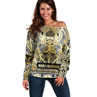 Aotearoa Iwi Ngati Whatua Off Shoulder Sweater Maori Wharenui House Tribal Pattern