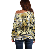 Aotearoa Iwi Ngati Whatua Off Shoulder Sweater Maori Wharenui House Tribal Pattern