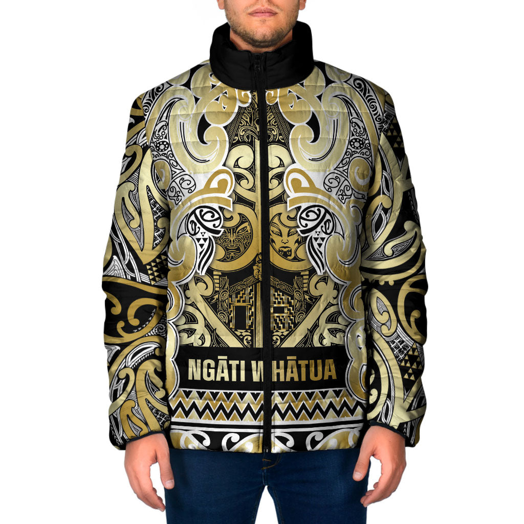 Aotearoa Iwi Ngati Whatua Padded Jacket Maori Wharenui House Tribal Pattern LT9 Men Gold - Polynesian Pride