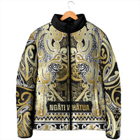 Aotearoa Iwi Ngati Whatua Padded Jacket Maori Wharenui House Tribal Pattern