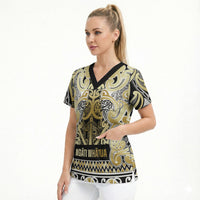 Aotearoa Iwi Ngati Whatua Scrub Top Maori Wharenui House Tribal Pattern