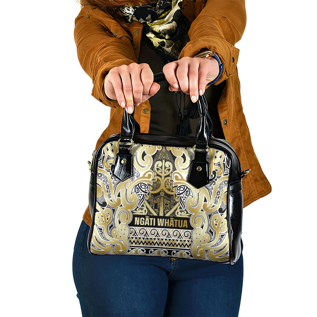 Aotearoa Iwi Ngati Whatua Shoulder Handbag Maori Wharenui House Tribal Pattern LT9 One Size Gold - Polynesian Pride