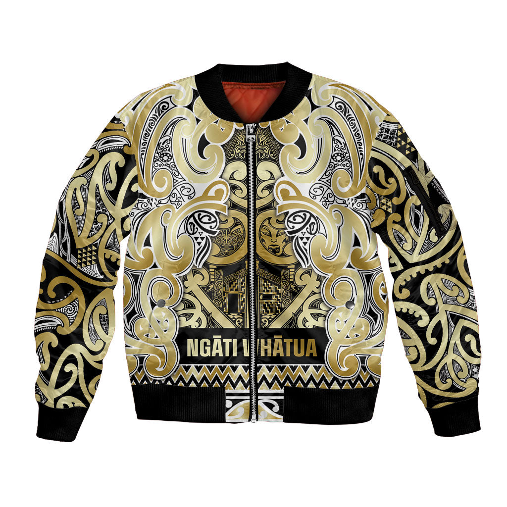 Aotearoa Iwi Ngati Whatua Sleeve Zip Bomber Jacket Maori Wharenui House Tribal Pattern