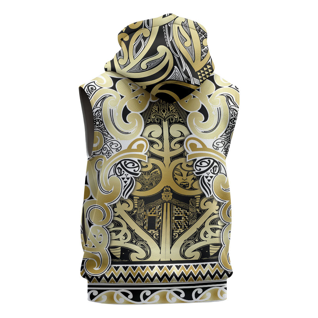 Aotearoa Iwi Ngati Whatua Sleeveless Hoodie Maori Wharenui House Tribal Pattern