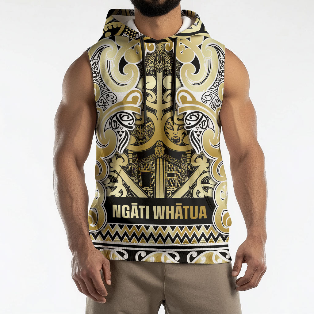 Aotearoa Iwi Ngati Whatua Sleeveless Hoodie Maori Wharenui House Tribal Pattern