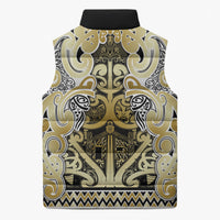 Aotearoa Iwi Ngati Whatua Sleeveless Puffer Jacket Maori Wharenui House Tribal Pattern