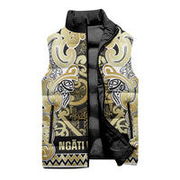 Aotearoa Iwi Ngati Whatua Sleeveless Puffer Jacket Maori Wharenui House Tribal Pattern
