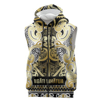 Aotearoa Iwi Ngati Whatua Sleeveless Zip Hoodie Maori Wharenui House Tribal Pattern