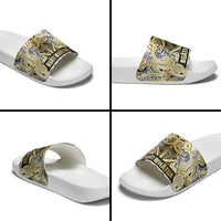Aotearoa Iwi Ngati Whatua Slide Sandals Maori Wharenui House Tribal Pattern