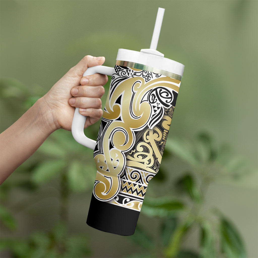 Aotearoa Iwi Ngati Whatua Tumbler With Handle Maori Wharenui House Tribal Pattern