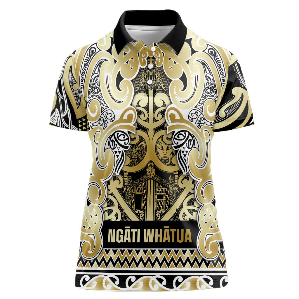 Aotearoa Iwi Ngati Whatua Women Polo Shirt Maori Wharenui House Tribal Pattern LT9 Female Gold - Polynesian Pride