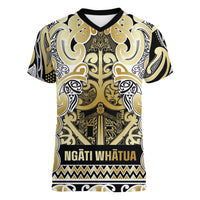 Aotearoa Iwi Ngati Whatua Women V-Neck T-Shirt Maori Wharenui House Tribal Pattern
