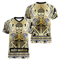 Aotearoa Iwi Ngati Whatua Women V-Neck T-Shirt Maori Wharenui House Tribal Pattern