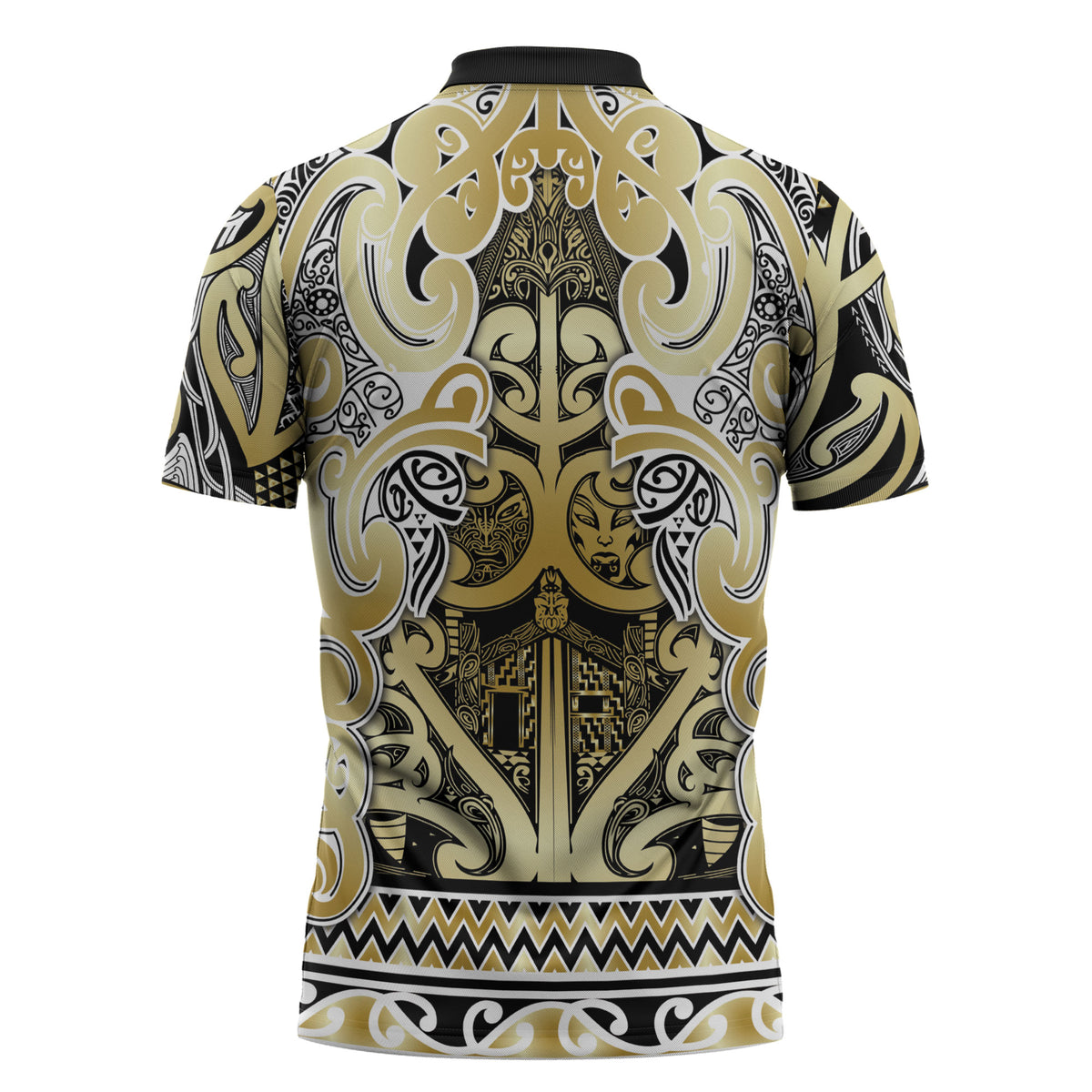 Aotearoa Iwi Ngati Whatua Zipper Polo Shirt Maori Wharenui House Tribal Pattern