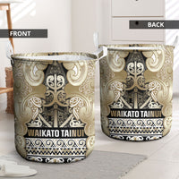 Aotearoa Iwi Waikato Tainui Laundry Basket Maori Wharenui House Tribal Pattern