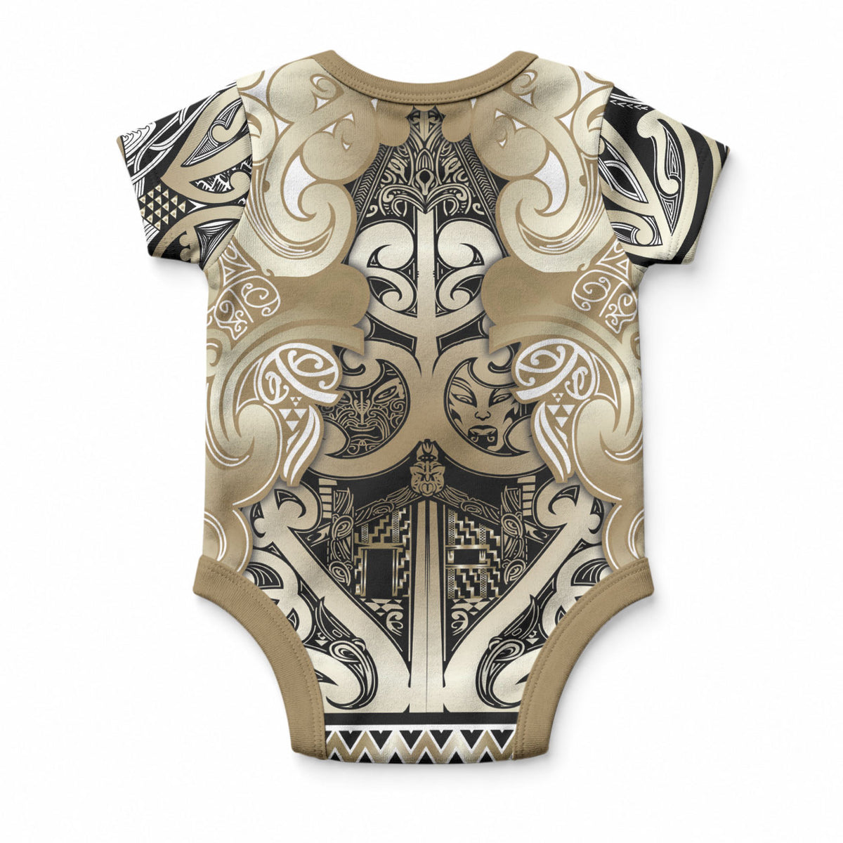 Aotearoa Iwi Waikato Tainui Baby Onesie Maori Wharenui House Tribal Pattern