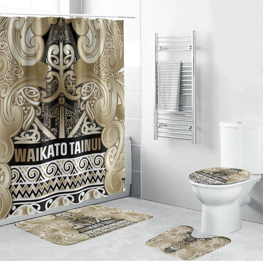 Aotearoa Iwi Waikato Tainui Bathroom Set Maori Wharenui House Tribal Pattern