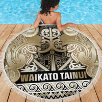 Aotearoa Iwi Waikato Tainui Beach Blanket Maori Wharenui House Tribal Pattern