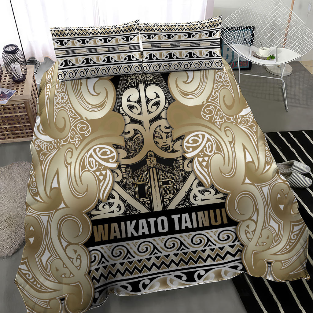 Aotearoa Iwi Waikato Tainui Bedding Set Maori Wharenui House Tribal Pattern