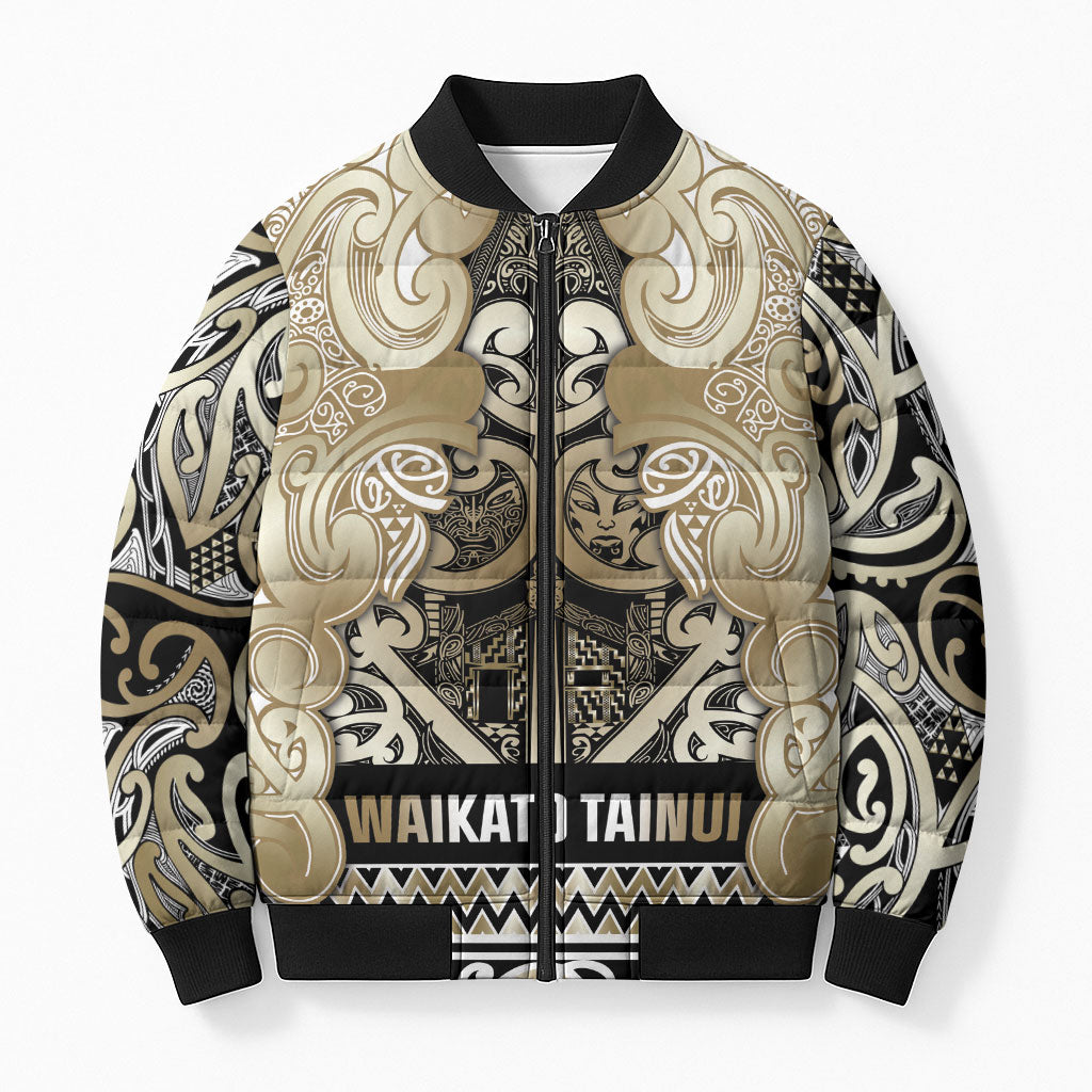 Aotearoa Iwi Waikato Tainui Bomber Puffer Jacket Maori Wharenui House Tribal Pattern