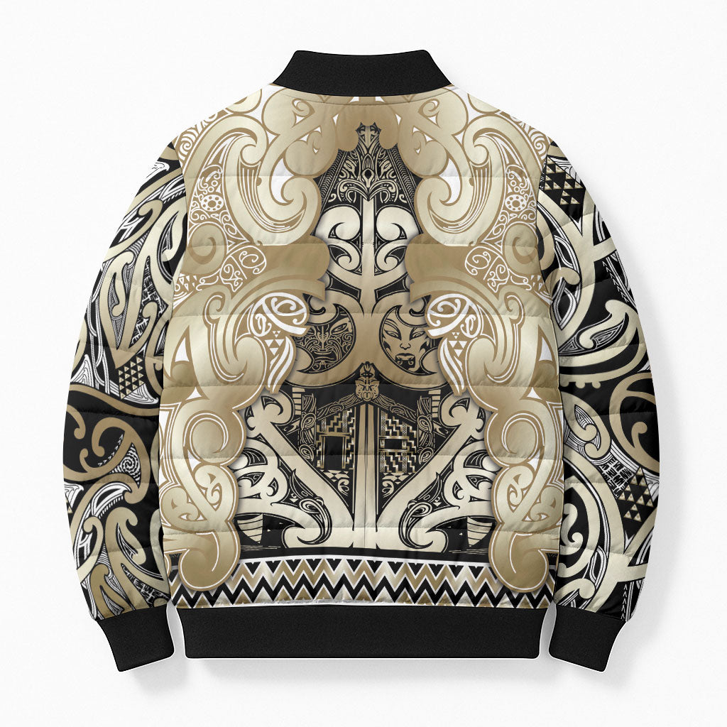 Aotearoa Iwi Waikato Tainui Bomber Puffer Jacket Maori Wharenui House Tribal Pattern