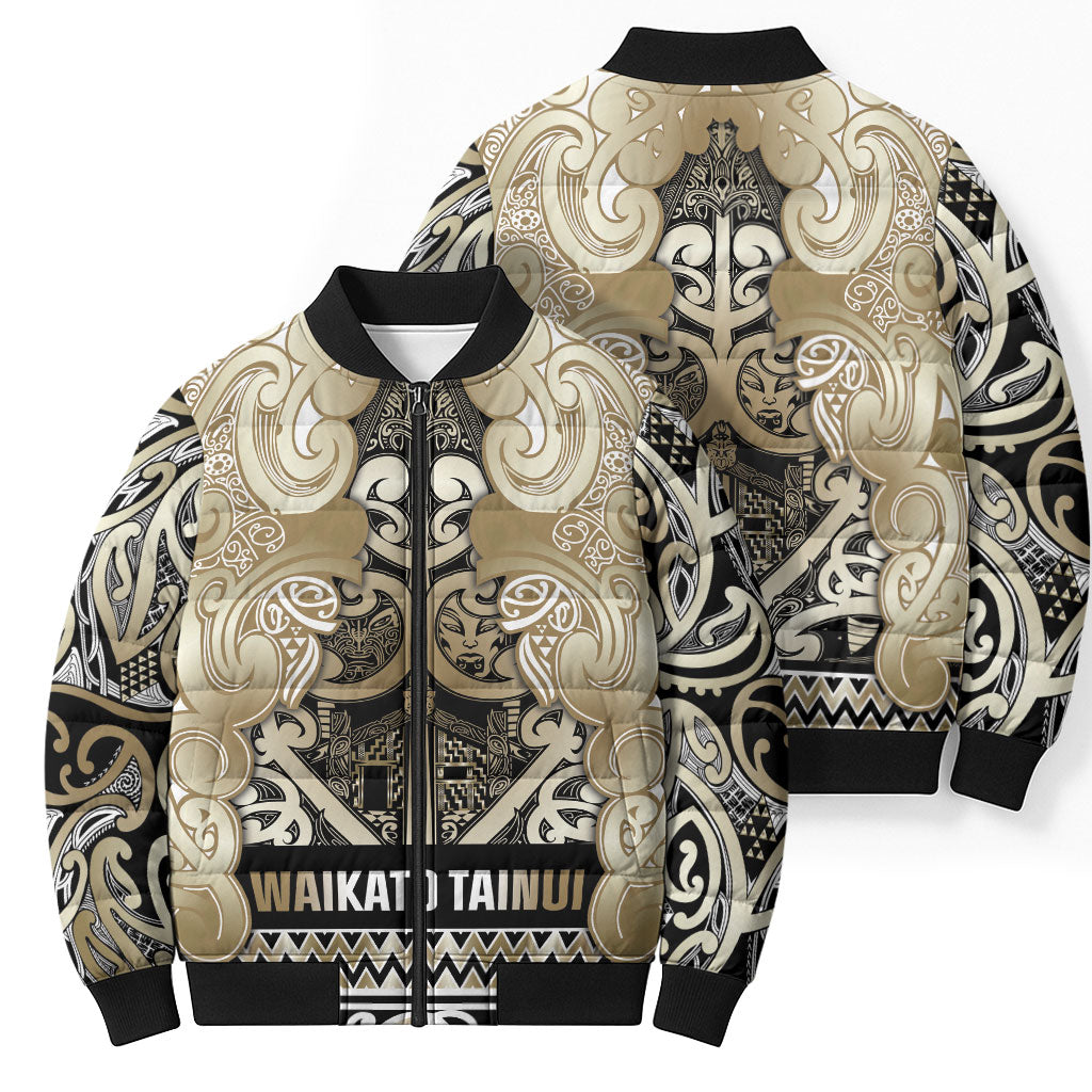 Aotearoa Iwi Waikato Tainui Bomber Puffer Jacket Maori Wharenui House Tribal Pattern