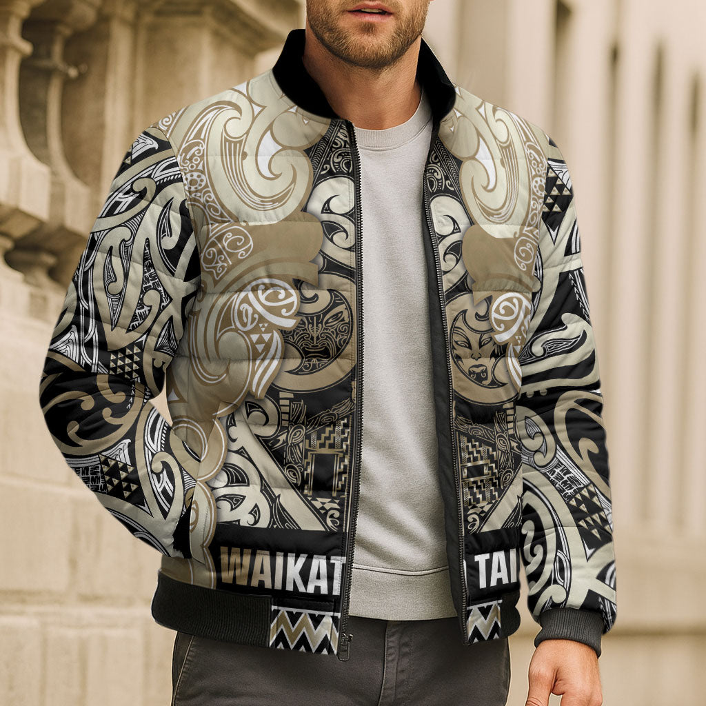 Aotearoa Iwi Waikato Tainui Bomber Puffer Jacket Maori Wharenui House Tribal Pattern