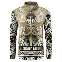 Aotearoa Iwi Waikato Tainui Button Sweatshirt Maori Wharenui House Tribal Pattern