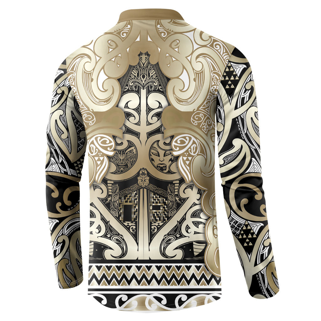Aotearoa Iwi Waikato Tainui Button Sweatshirt Maori Wharenui House Tribal Pattern