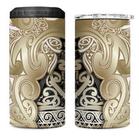 Aotearoa Iwi Waikato Tainui 4 in 1 Can Cooler Tumbler Maori Wharenui House Tribal Pattern